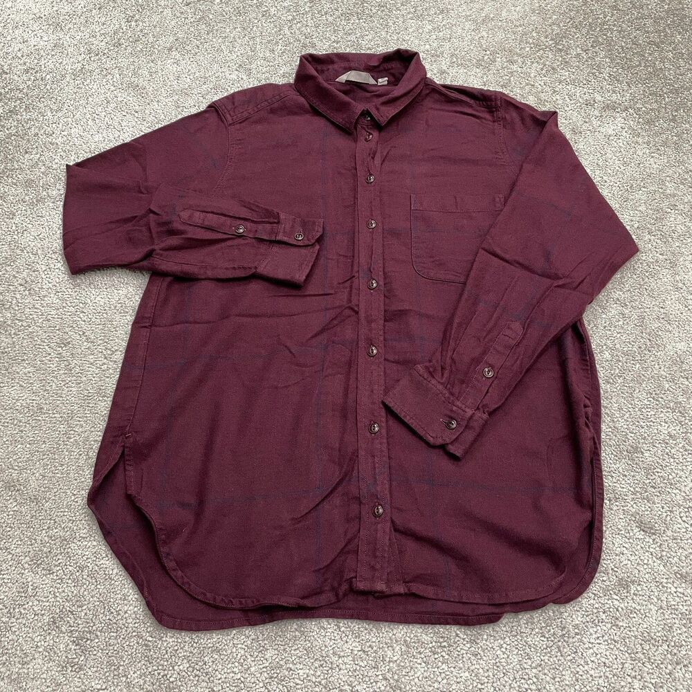Athleta Soft Flannel Shirt Womens Medium Red Long Sleeve Button Down Casual Top